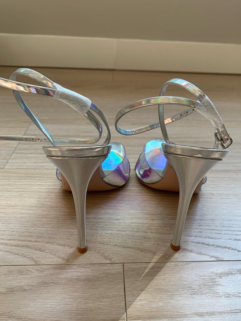 Gianvito Rossi Iridescent Leather and PVC Stark Sandals Heels NWT Size 39.5 IT - Picture 4 of 10